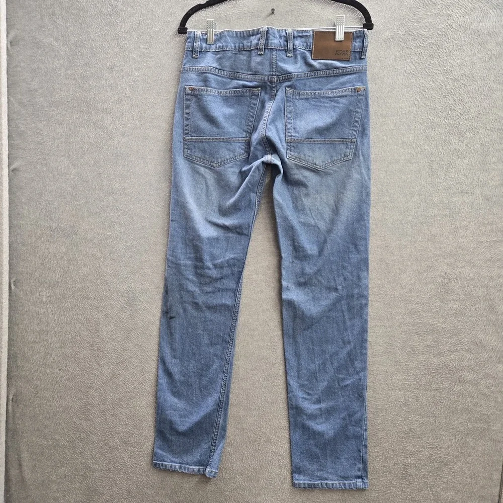 Hugo Boss Men Jeans 30 Blue Denim Embroidered Slim 30